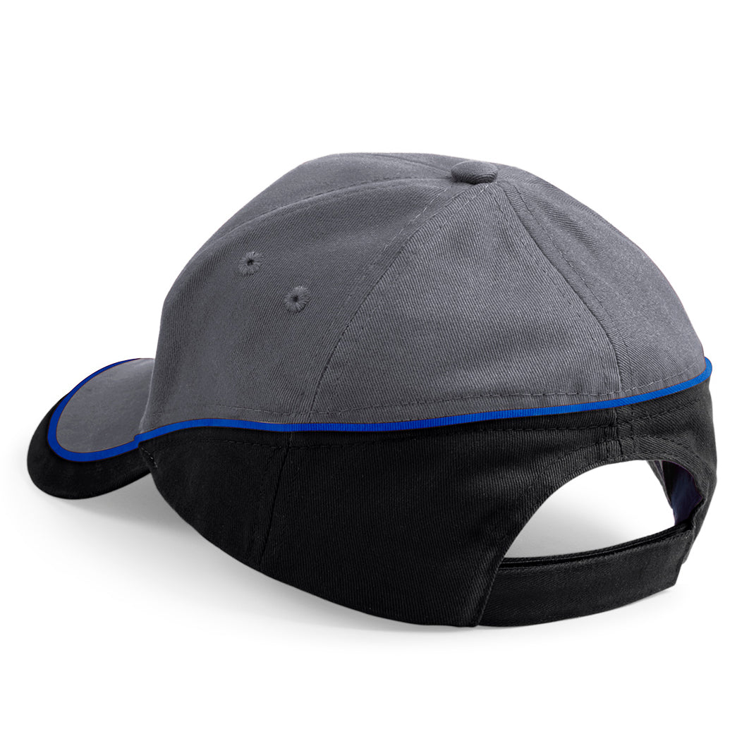 Beechfield - Teamwear Competetion Cap - Adjustable - Graphite Grey/Black/Bright Royal