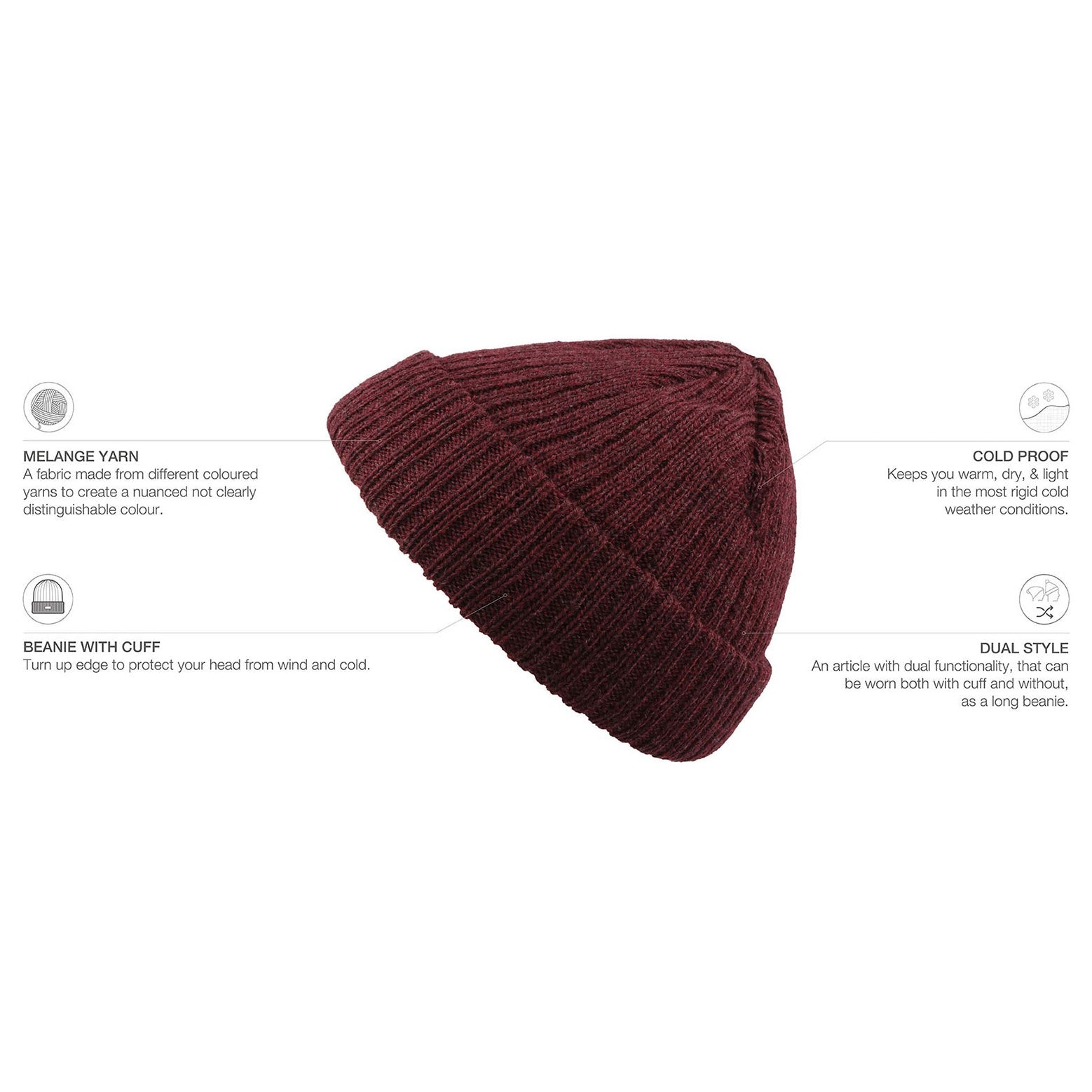 Atlantis - Docker Beanie - Docker - Burgundy Melange