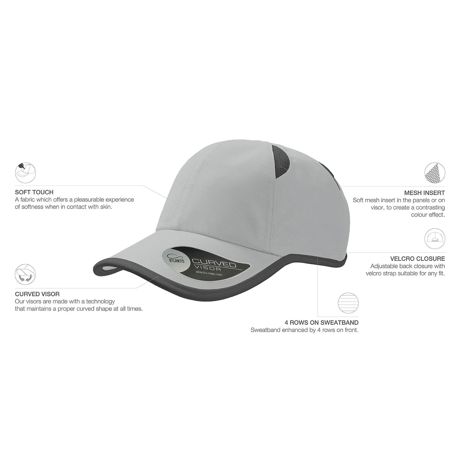 Atlantis - Gym Runner Cap - Adjustable - Grey/Grey