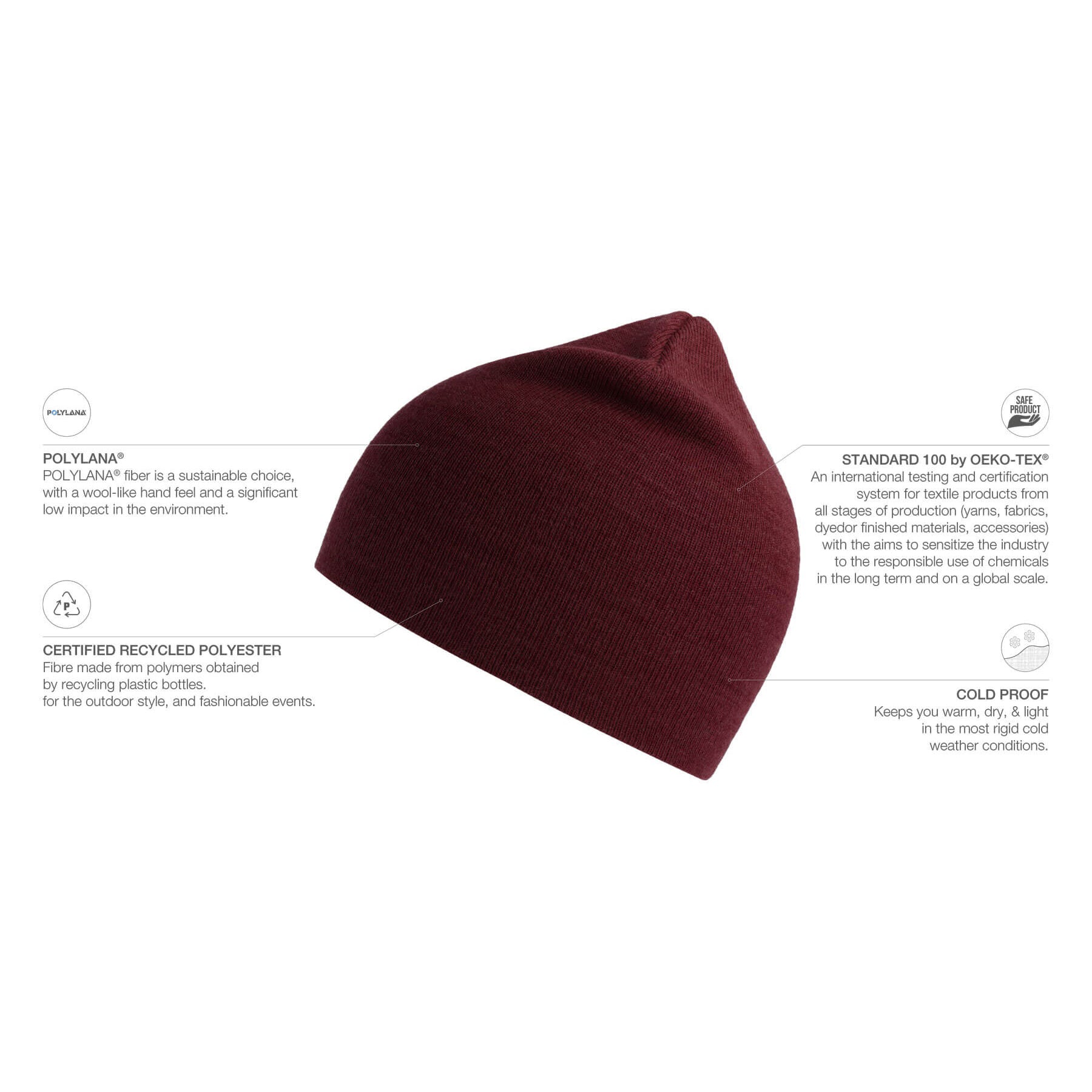 Atlantis - Holly - Beanie - Burgundy Melange