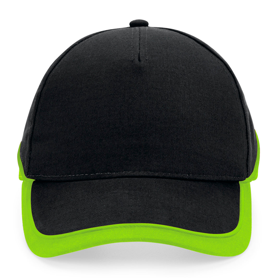 Beechfield - Teamwear Competetion Cap - Adjustable - Black/Lime Green