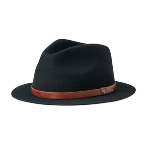 Brixton - Messer Short Brim Fedora - Feodra Hat - Black