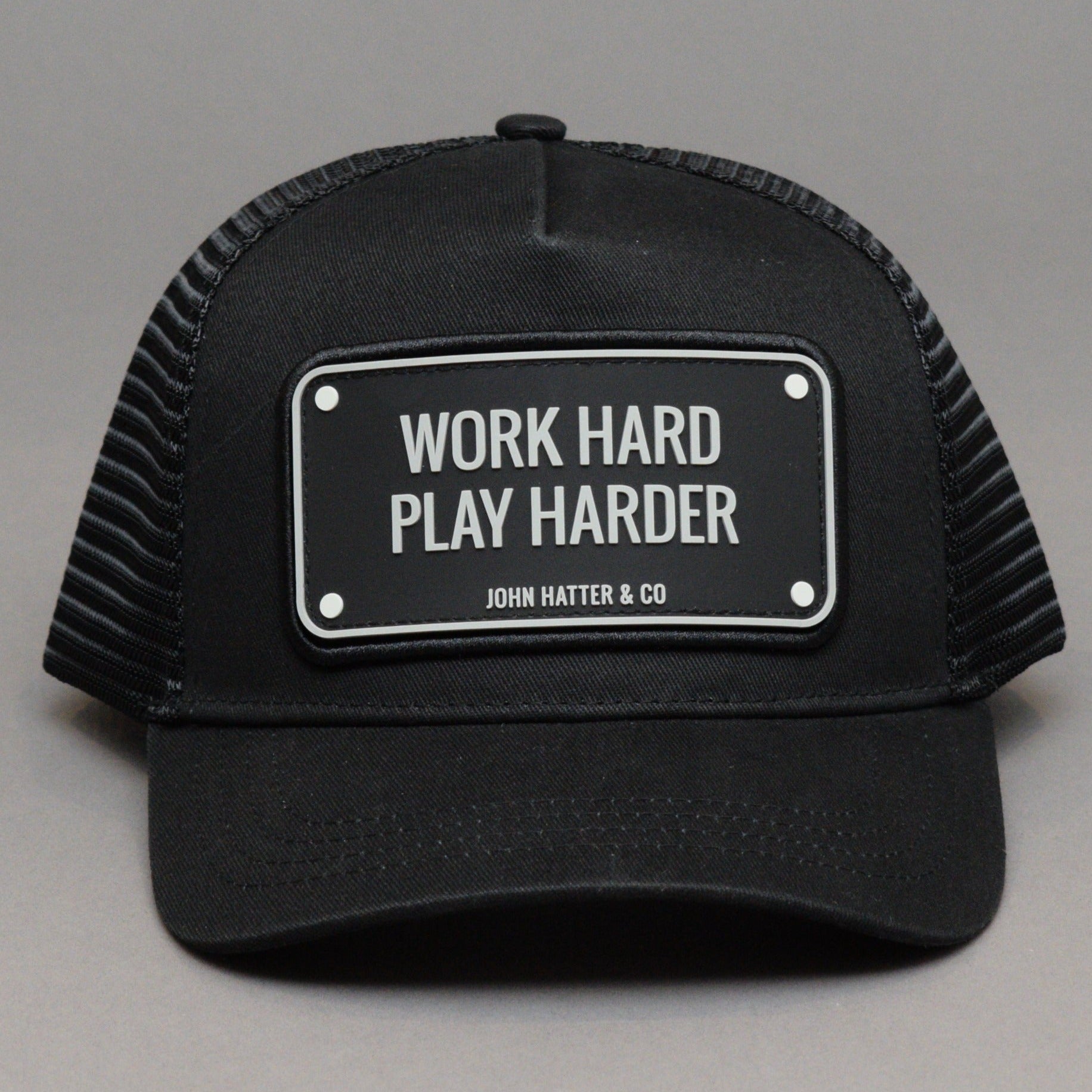 John Hatter - Work Hard Play Harder The Rubber Edition - Trucker/Snapback - Black