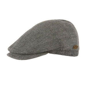MJM Hats - Jordan - Sixpence/Flat Cap - Grey Herringbone