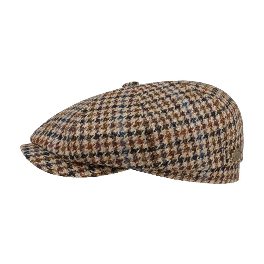 Stetson - Hatteras Houndstooth Tweed - Sixpence/Flat Cap - Beige
