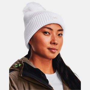 Under Armour - Women's ColdGear® Infrared Halftime Ribbed Pom - Beanie - White
